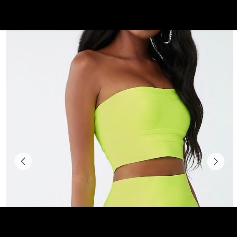 Neon green tube top/crop top